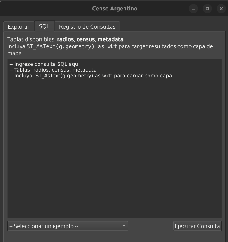 Interfaz del modo SQL